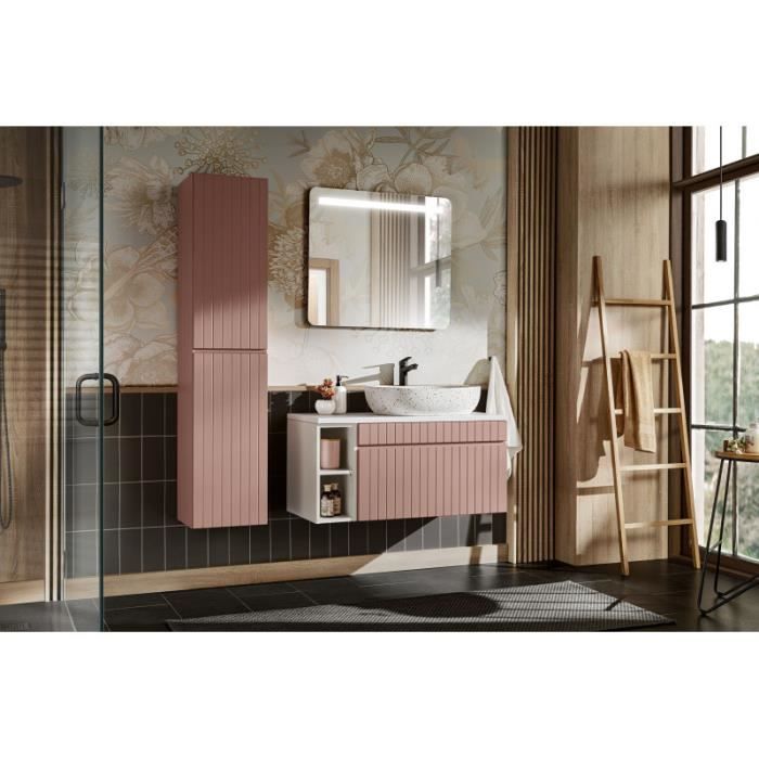 ensembles salle de bain - ensemble meuble vasque + 3 éléments - 100 cm - emblematic rose