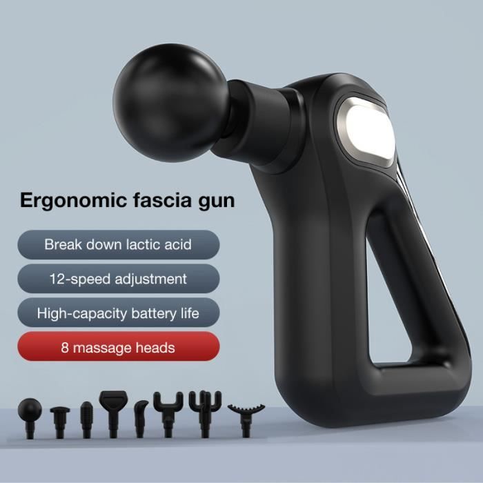 Le noir Massage Gun LCD Display 12 Level Electric Fascia Gun Deep Tissue Neck Back Body Muscle Massager Rel Cdiscount Electromenager