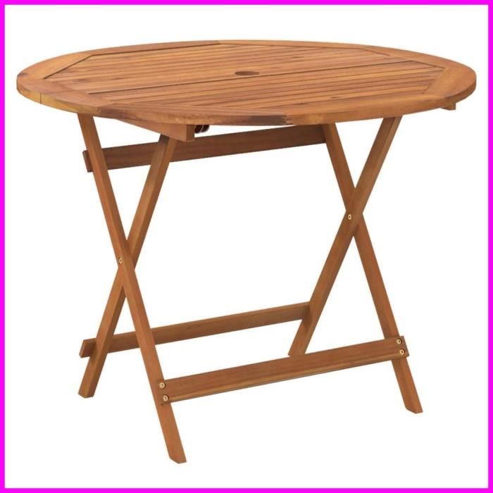 Table pliable de jardin Ø 90x75 cm Bois dacacia solide -BK319670 (PLA)