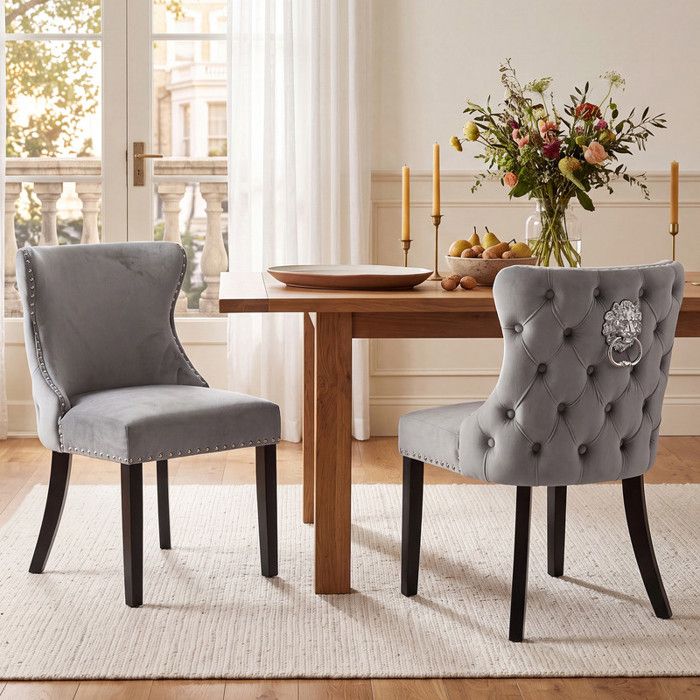 Wahson Chaise de Salle à Manger Lot de 2 Chaise Salle à Manger Chaise de Cuisine avec Pieds en Bois Pour Restaurant Velours Gris