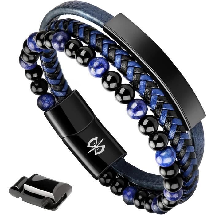 Bracelet classique en cuir tissé à la main pour hommes,bijou