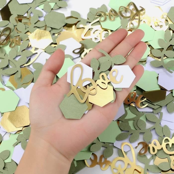 500pcs Décoration de Table de Fête de Fiançailles, Bohème Amour Thème Fête  Confettis vert Sauge Table Dispersée pour Fête Anniversai