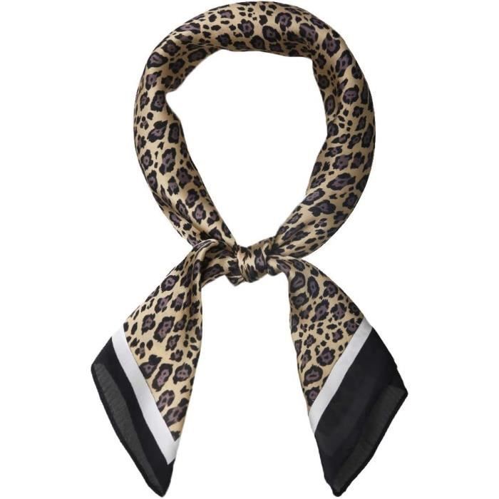 Foulard Léopard 50x50 Cm - Carré Imprimé Polyester - Multifonction Bandana Cheveux Cou