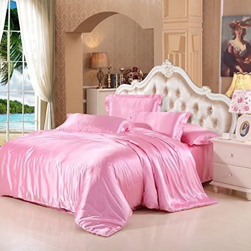 Parure De Lit 4 Pièces En Satin De Soie De Luxe Avec Poche Profonde Et Douce Unie Comprenant 1 Drap Plat 1 Drap Housse 2 Taies D Oreiller P9588537