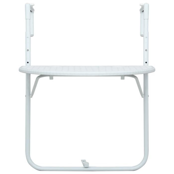 mode table de balcon blanc 60x64x83,5 cm plastique aspect de rotin-men