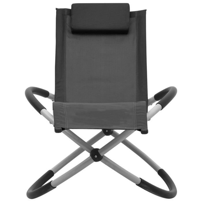 Chaise longue pour enfants - Acier - Noir - Pliable - Résistante à leau - Confortable