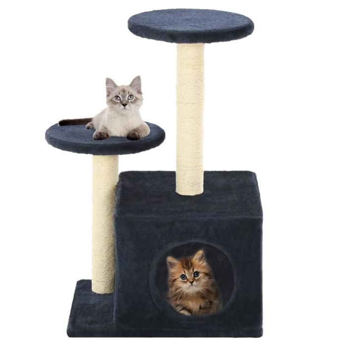 Arbre à chat griffoir grattoir niche jouet animaux peluché en sisal 60cm bleu foncé 3702127 Arbre à chat griffoir grattoir niche jouet animaux peluché en sisal 60cm bleu foncé 3702127