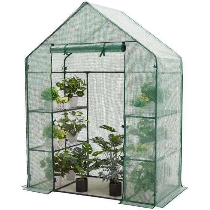 Housse De Serre Inodore 143x143x195cm Polyéthylène Imperméable Verte Transparente Avec Porte Isolation Thermique
