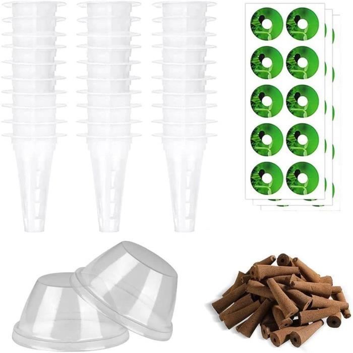 Sprießen 50 Kit de Culture Hydroponique avec 25 Panier de Culture en Plastique 25 Éponges de