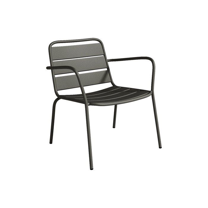 Fauteuil bas de jardin empilable en métal - Gris anthracite - MIRMANDE de MYLIA