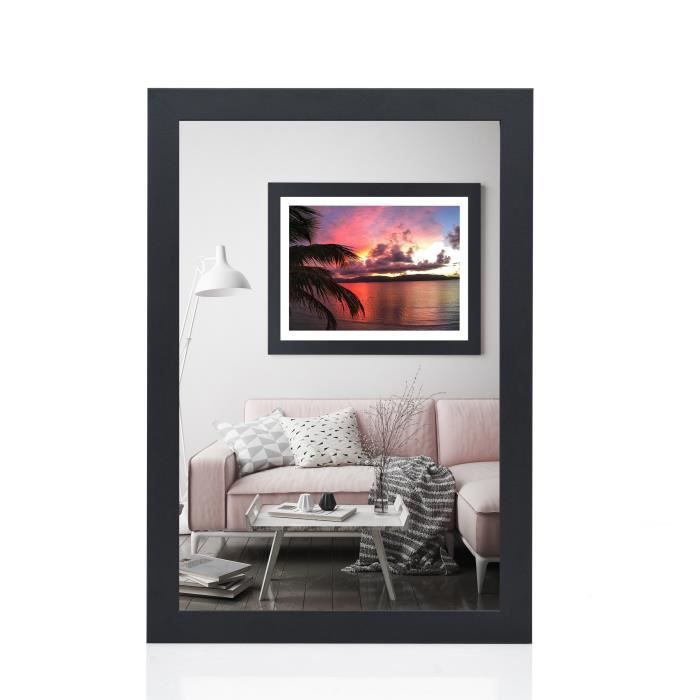 Cadre Photo 60x60 cm - Noir Brillant - MDF - Mura