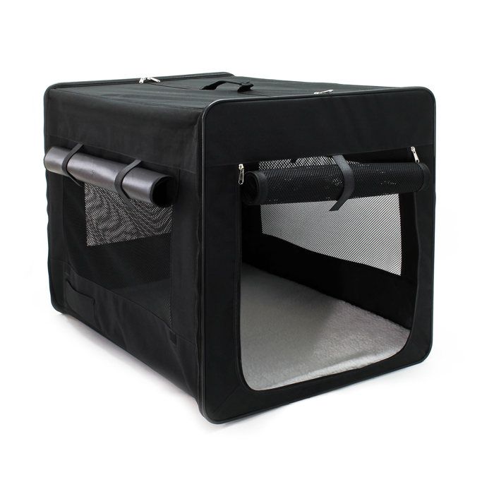 Wiltec Caisse de transport pliable pour animaux domestiques - taille XXL / 106 x 71 x 81 cm - capacité max. 35 kg - Couleur noire -