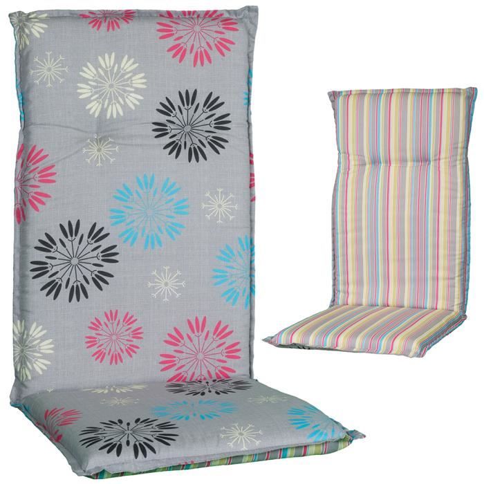 4x Coussins Pour Chaises Extérieures Dossier Haut "Barcelona" 118x50x6