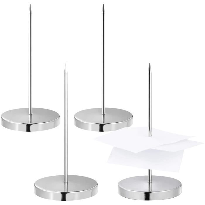 4 Pcs Pique-Note En Métal, Facture Aiguille Avec Rond Support