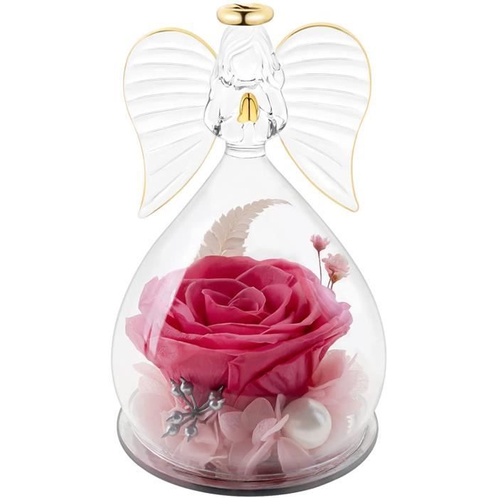 FLEUR ETERNELLE Bouquet de Rose Eternelle dans Figurine d'ange, Rose  Préservée sous Dôme de Verre, Ange Cadeau Amour pour Fille Ma - Cdiscount  Maison