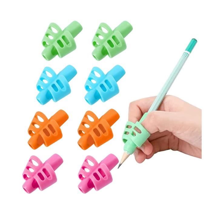 8 Pièces Grips Pour Crayon, Ergonomique Aide écriture Crayon Grip pour Enfants Étudiants Silicone Pencil Grips Guide Doigt Enfant