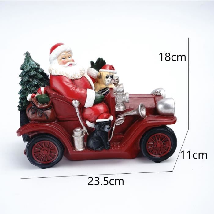 Voiture rouge Statue de père noël en résine, Figurines créatives de