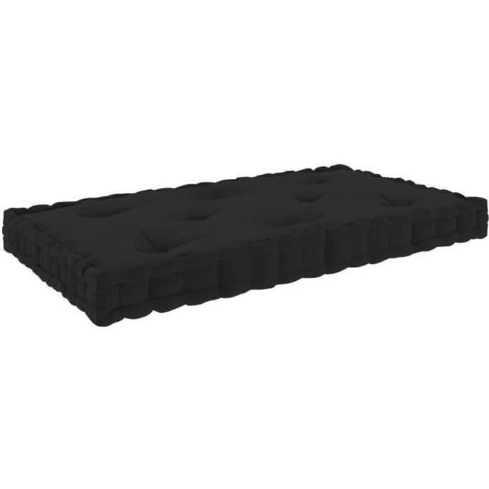 Coussin de plancher de palette Noir 73x40x7 cm Coton 324682 HB047