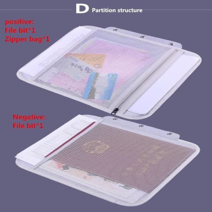 Lot De 8 Pochettes A4 Étanches Avec Velcro - 11 Trous, Étiquette, 8 Couleurs | Pour Documents École, Bureau, Maison, Organisation - 4