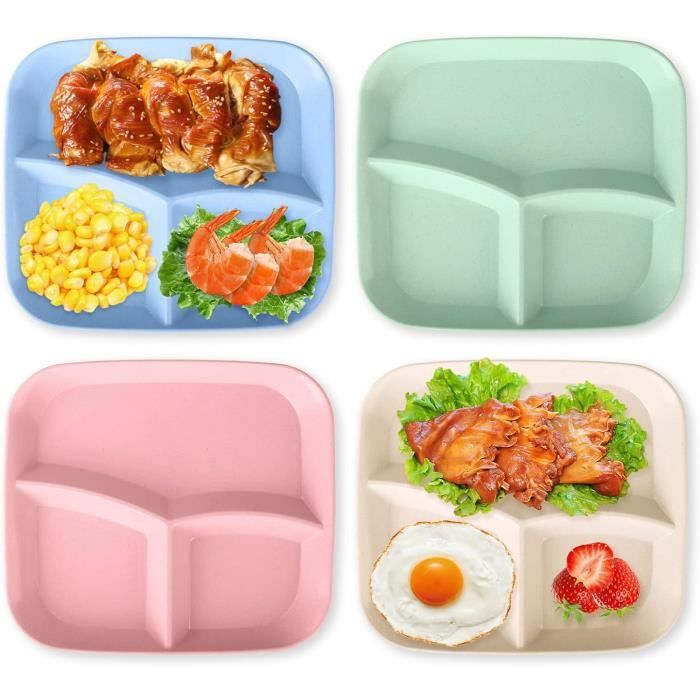 Onepine Assiettes En Porcelaine Divisées 3 Compartiments - Assiette Portion Contrôle Diet 20cm