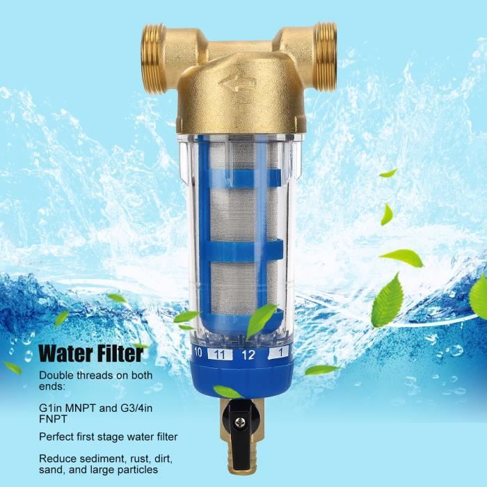 Qiilu préfiltre à eau Filtre à eau à sédiments réutilisable G1 MNPT
