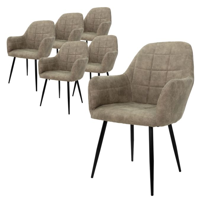 ECD Germany Lot de 6 Chaises de Salle à Manger - Assise Siège Rembourrée en Velours - Structure en Métal - Fauteuil avec Accoudoir ECD Germany Lot de 6 Chaises de Salle à Manger - Assise Siège Rembourrée en Velours - Structure en Métal - Fauteuil avec Accoudoir
