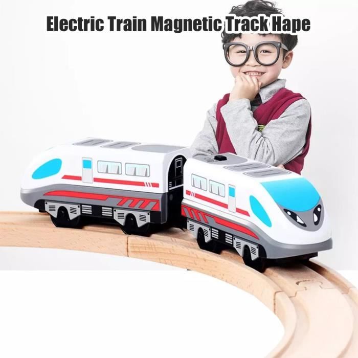 Train Électrique LiRiQi En Bois - Locomotive à Piles Avec Wagons Magnétiques - Compatible Thomas & Brio
