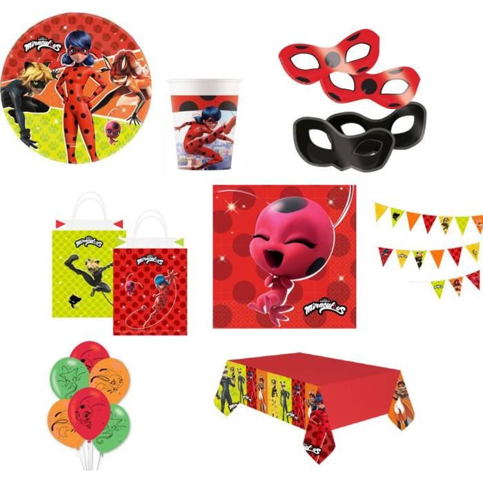 Miraculous Amscan 3796501 Lot de 5 ballons en aluminium Miraculous Ladybug, cadeau