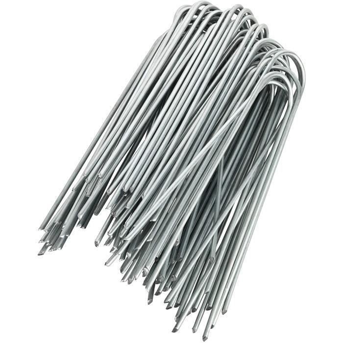 Lot De 50 Piquets De Fixation En Acier Galvanisé Avec Rondelles - Kit Jardin Pour Bâches, Paillis Et Tuyaux