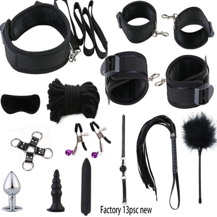13 PCS BDSM Menottes De Sexe Fouet En Métal Plug Anal Jouets Érotiques Stimuler Les Contraintes