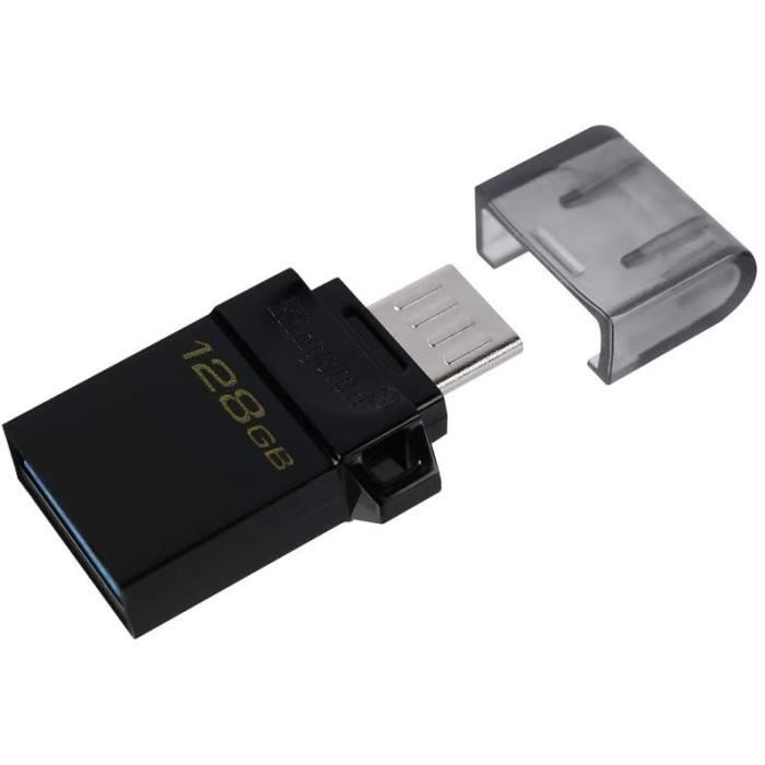 Kingston DataTraveler DTDUO3G2 microDuo3 G2 128Go Clé microUSB et USB Type-A ports pour Android OTG Noir