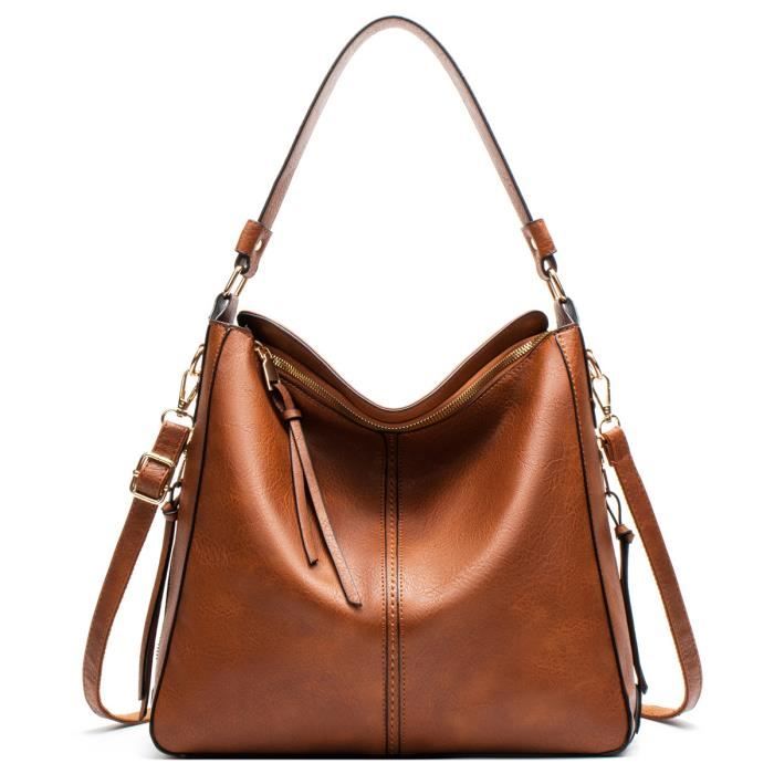 Sac femme Be Exclusive: sac à main grand format camel