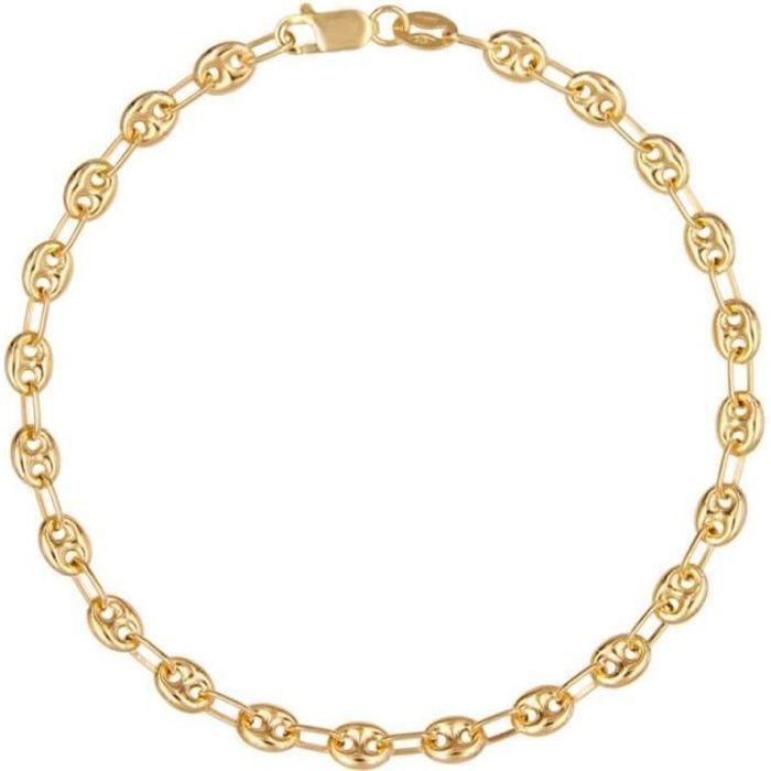 Bracelet Or Jaune Maille Grain de Café - Femme
