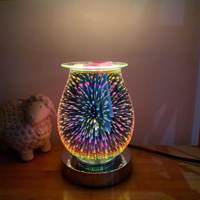 Lampe à Parfum électrique Effet Coloré – Brûleur De Cire Sans Fumée, Double Usage Lampe Et Diffuseur, Prise Européenne, Verre 3D - 8