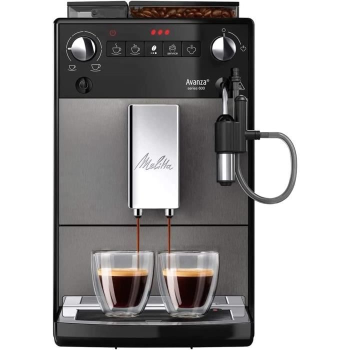 Melitta Machine a cafe entierement automatique, serie Avanza 600, Art. N° 6767843, acier inoxydable, 1450 W, 1,5 litre, Mysti