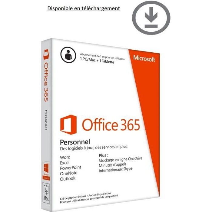 Office 365 Personnel – Pour 1 PC / Mac + 1 tablettes