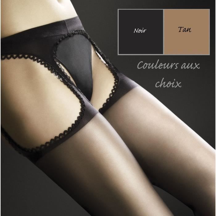 Collant Bas Ouvert Femme avec jarretière 20DEN