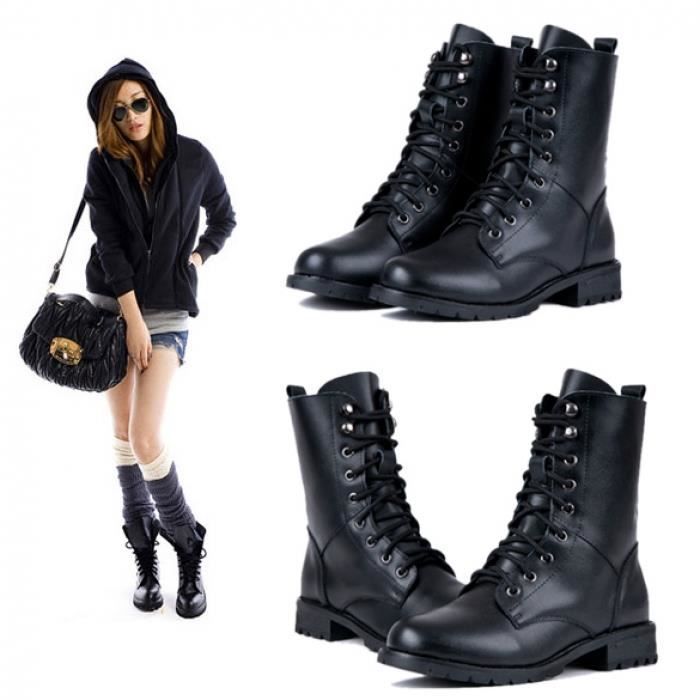 bottes militaires femme cuir