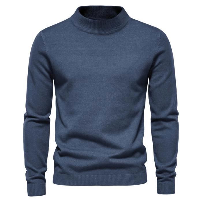 Pull Col Montant Homme En Laine Mélangée - Taille Grande - Uni - Neuf Avec étiquettes