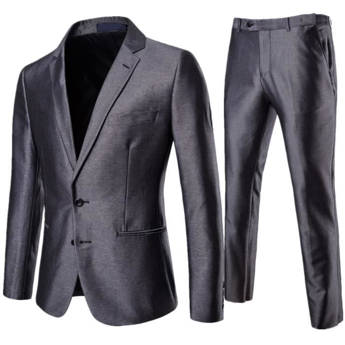 Costume Homme 2 Pieces Veste Pantalon Occasionnel Et Formel Costume De Mariage Détente 2 Boutons Blazer