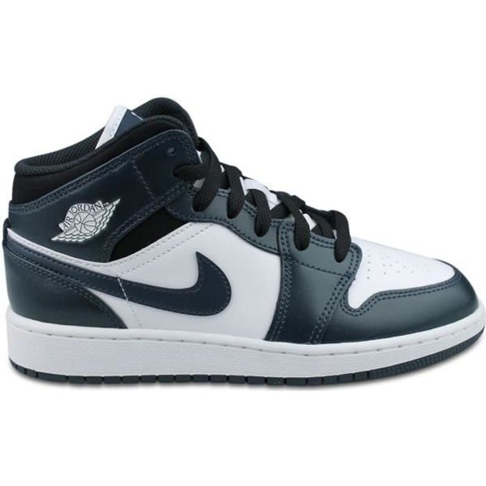 Basket Air Jordan 1 Mid Junior Marine 554725 411 NIKE Cuir Lacets Plat Vert Vert Cdiscount Chaussures
