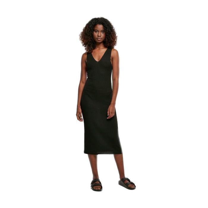 Robe mi-longue côtelée sans manches femme Urban Classics - noir Robe mi-longue côtelée sans manches femme Urban Classics - noir