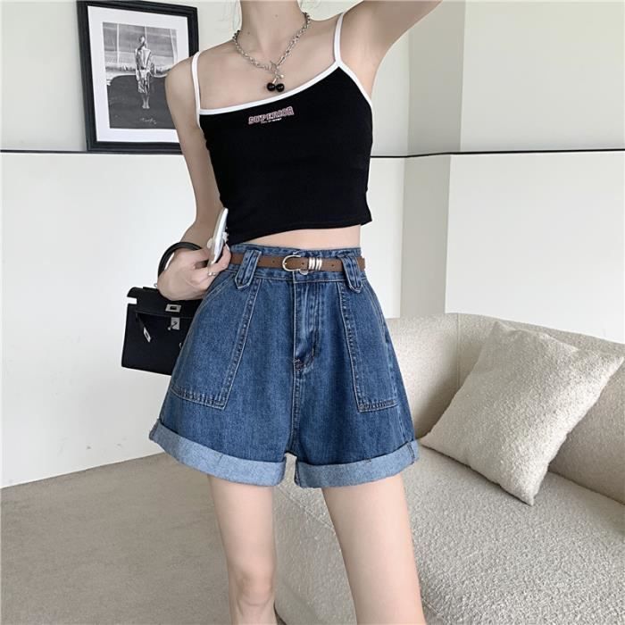 Nina Carter Short en jean pour femme - Taille haute - Look usé - Short d'été élégant en denim, XS mince Nina Carter Short en jean pour femme - Taille haute - Look usé - Short d'été élégant en denim, XS mince