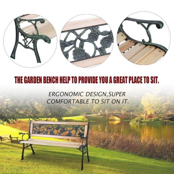 Banc De Jardin - Bois Et Fonte - "Alsace" - 150cm - Cour Et Jardin