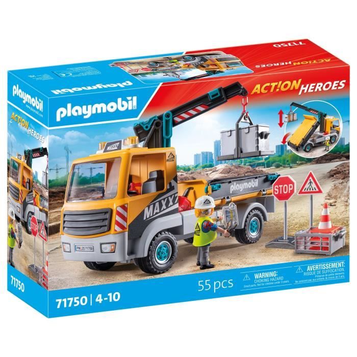 PLAYMOBIL | Action Heroes | Camion de Chantier avec Grue | Jouet pour Enfants | Set de Construction | Jouet pour Enfants à partir de | 71750 - vue 8