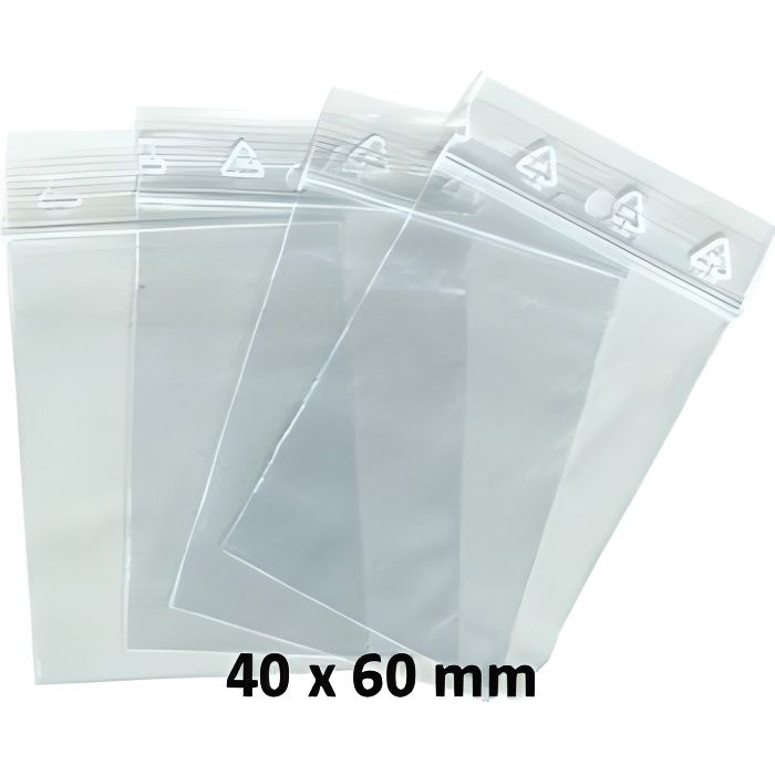 Emballages sachets pour bijoux ou pochette plastique zip 100 pièces 40 x 60 40 x 60 mm