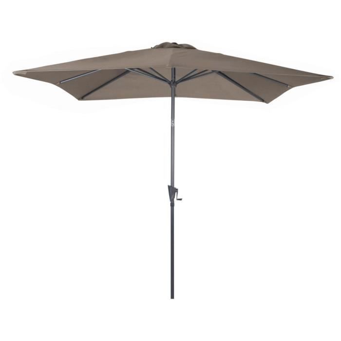 Parasol carré - 250 x 250 cm - Aluminium - Toile taupe
