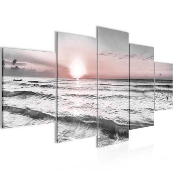 Triptyque Tableau Mer Et Plage - 3 X 50x50 Cm - Toile Sur Cadre - Prêt à Accrocher