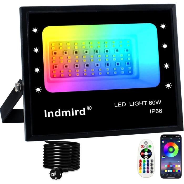 MEEKBOS Projecteur LED RGB 50W Couleur Extérieur IP66 Étanche