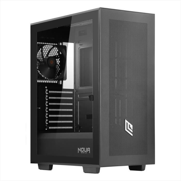 Boîtier PC Gaming Noua Noob X6 Noir - Mid-Tower ATX, Ventilateur ARGB, Façade Mesh, Panneau Latéral Verre Trempé